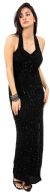 Sequin Beaded Halter Neck Formal Gown with Front Slit in alternative image